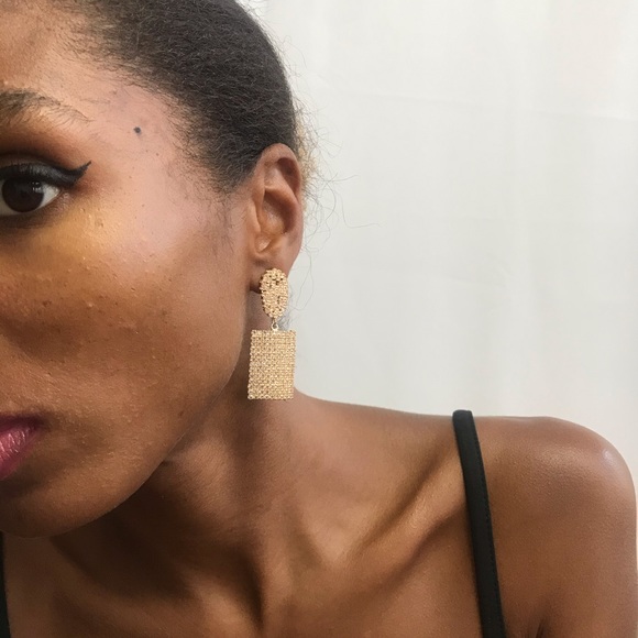 Sparkly Cubic Zirconia Rectangular Drop Earrings - Picture 10 of 15